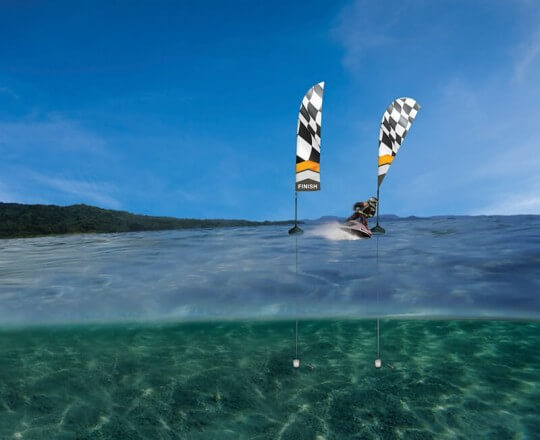 Bandera flotante en forma de pluma- Aqua Zoom Feather